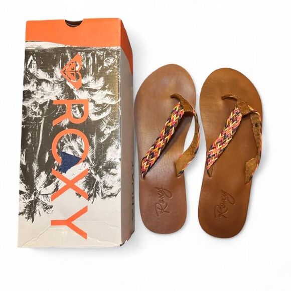 Roxy Women's Lola Flat Braided Thong Flipflops Sandals Size 9 - Picture 1 of 7